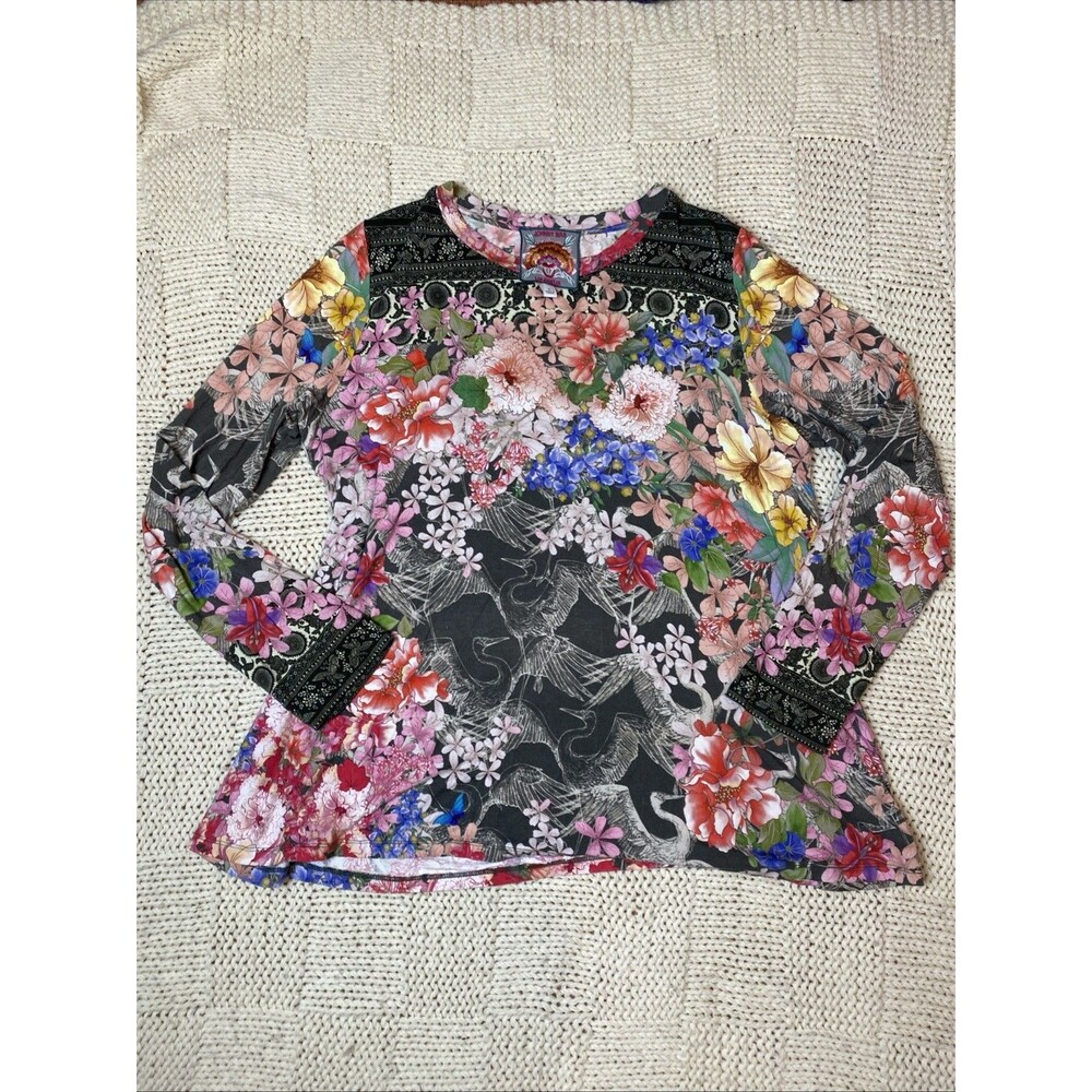 Johnny Was Lindana Favorite Swing Long Sleeve Colorful Shirt L Bamboo Luxe